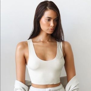 Joah Brown Raw Edge Crop Tank - XS